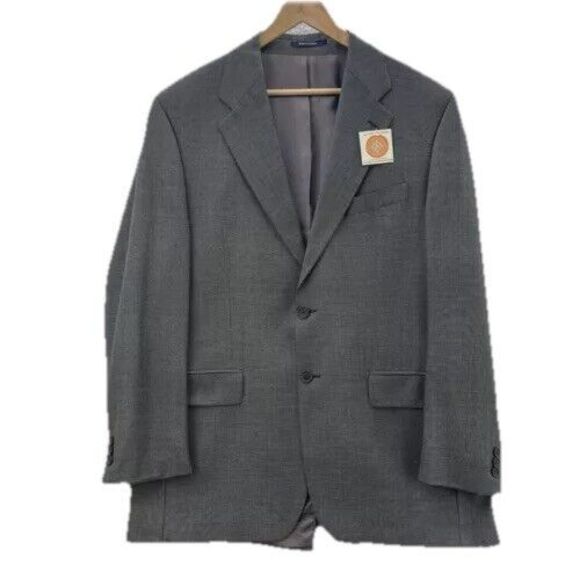 VTG Chaps Ralph Lauren Cashmere Blend Blazer Men 44L Gray 2 Button Front Canada - Picture 1 of 11